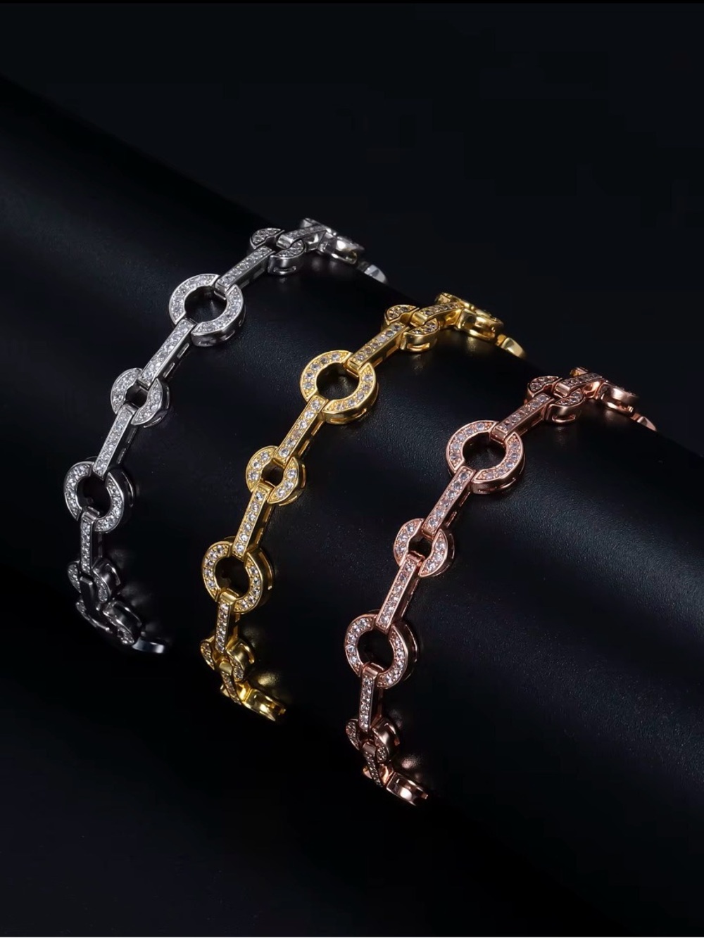 Pavé Link Circle Bracelet - Gold, Silver, Rose Gold